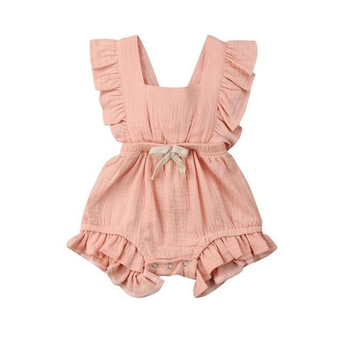 Image of Little Bumper Baby Clothes H / 6M / United States Ruffle Cotton Bow Romper