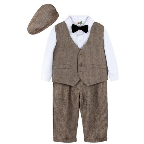 Image of Little Bumper Baby Clothes Khaki / 4T / United States Baby Boy Formal Suit Outfit Set