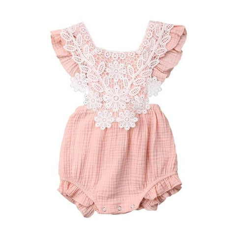 Image of Little Bumper Baby Clothes N / 6M / United States Ruffle Cotton Bow Romper