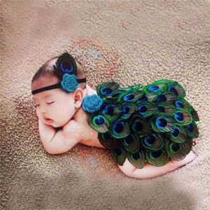 Little Bumper Baby Clothes Peacock Photography Props With Headband for Babies