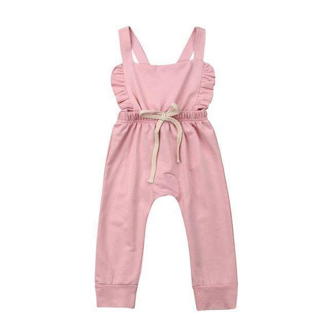 Image of Little Bumper Baby Clothes Pink / 0-6 Months / United States Baby Striped Ruffle Romper Overalls Jumpsuit