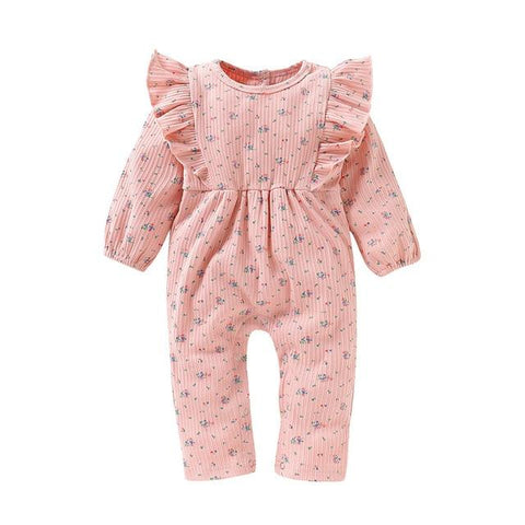 Image of Little Bumper Baby Clothes Pink / 12-18 Months / United States Long Sleeve Ruffles Floral Print Jumpsuit