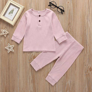 Little Bumper Baby Clothes Pink / 12M / United States Baby Long Sleeve Solid Tops & Pants Pajamas Set