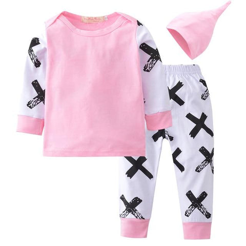 Image of Little Bumper Baby Clothes Pink 2 / 24M Baby Girl 3Pcs Cotton Outfit Set