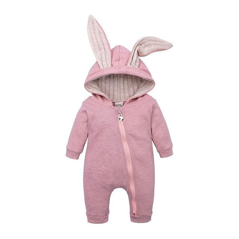 Image of Little Bumper Baby Clothes Pink / 3M Bunny Hoodie Baby Rompers
