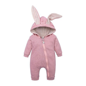 Little Bumper Baby Clothes Pink / 3M Bunny Hoodie Baby Rompers
