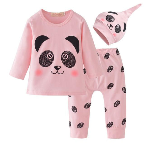 Image of Little Bumper Baby Clothes Pink 4 / 24M Baby Girl 3Pcs Cotton Outfit Set