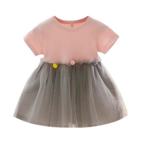 Image of Little Bumper Baby Clothes Pink / 6-12 Months / United States Patchwork Tulle Casual Clothes for Kids