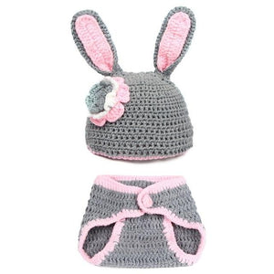Little Bumper Baby Clothes pink / United States Rabbit Shaped Crochet Infant Outfit