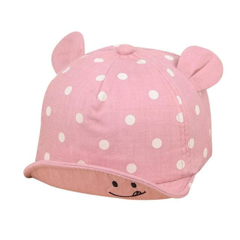 Image of Little Bumper Baby Clothes Pink / United States Smiling Face Dotted Sun Hat for Babies