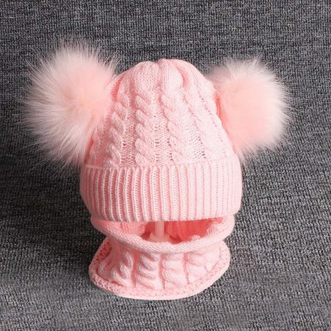 Image of Little Bumper Baby Clothes PK / United States Knitted Hairball  Hat +Scarf Set