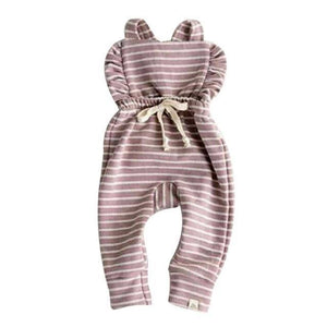 Little Bumper Baby Clothes Purple / 0-6 Months / United States Baby Striped Ruffle Romper Overalls Jumpsuit