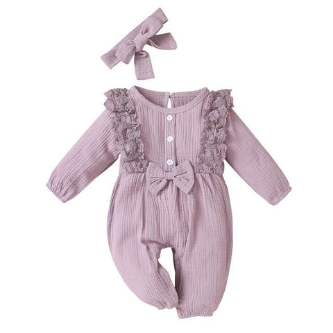 Image of Little Bumper Baby Clothes Purple / 18M / United States Bow One Piece Jumpsuit Outfits