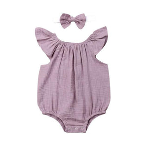 Little Bumper Baby Clothes Purple / 24M / United States Fly Sleeve  Ruffles Romper + Headband