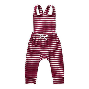 Little Bumper Baby Clothes Red A / 0-6 Months / United States Baby Striped Ruffle Romper Overalls Jumpsuit
