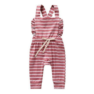 Little Bumper Baby Clothes Red B / 2-3 Years / United States Baby Striped Ruffle Romper Overalls Jumpsuit