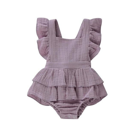 Image of Little Bumper Baby Clothes S / 6M / United States Ruffle Cotton Bow Romper