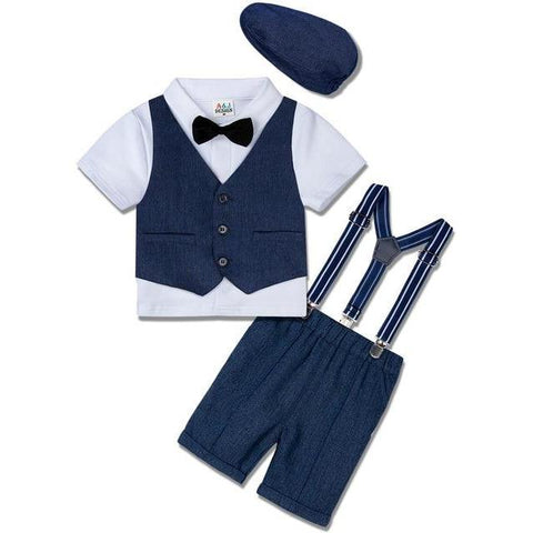 Image of Little Bumper Baby Clothes Short Blue / 2T / United States Baby Boy Formal Suit Outfit Set