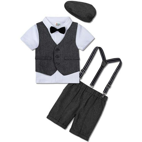 Image of Little Bumper Baby Clothes Short Deep Grey / 2T / United States Baby Boy Formal Suit Outfit Set