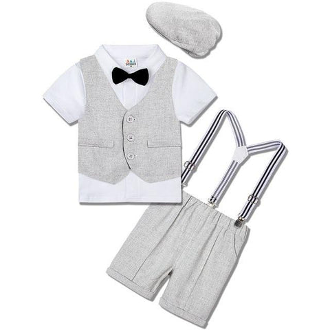 Image of Little Bumper Baby Clothes Short Light Grey / 2T / United States Baby Boy Formal Suit Outfit Set