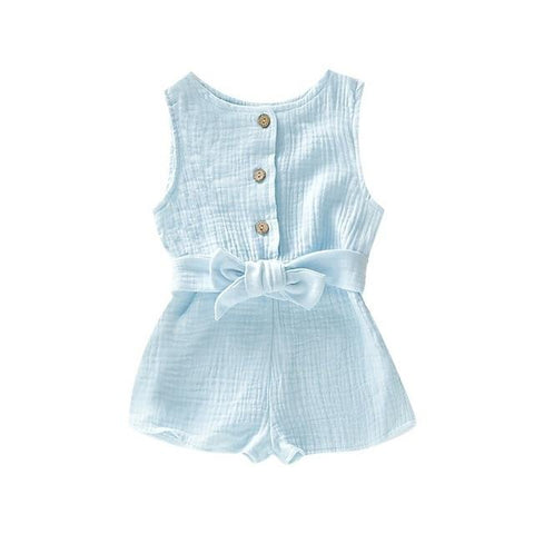 Image of Little Bumper Baby Clothes Sky Blue / 3M / United States Infant  Sleeveless Solid Rompers