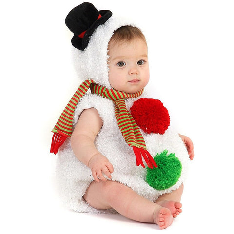 Image of Little Bumper Baby Clothes Snowman Modelling Fleece Romper Scarf Set