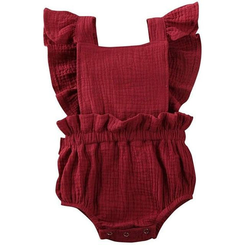 Image of Little Bumper Baby Clothes V / 6M / United States Ruffle Cotton Bow Romper