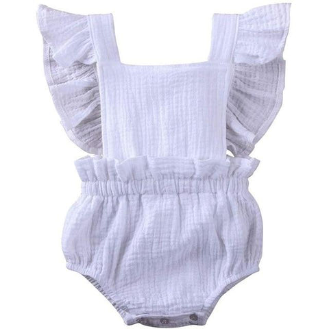 Image of Little Bumper Baby Clothes W / 6M / United States Ruffle Cotton Bow Romper
