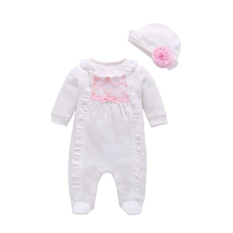 Image of Little Bumper Baby Clothes W / 9M / United States Lace Rompers+Hats Baby Sets