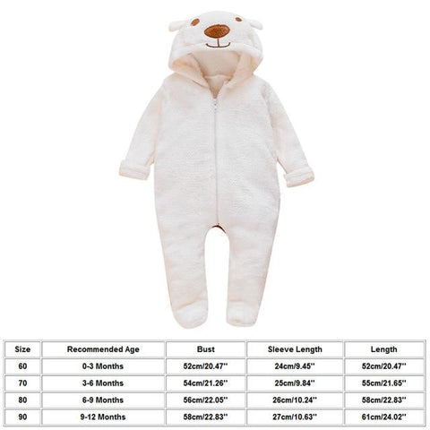 Image of Little Bumper Baby Clothes White 1 / United States / 3M Cartoon Bear Flannel Footed Romper