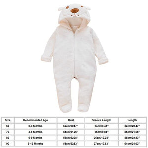 Little Bumper Baby Clothes White 1 / United States / 3M Cartoon Bear Flannel Footed Romper