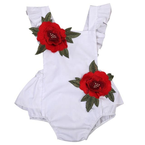 Image of Little Bumper Baby Clothes White / 12M / United States Floral Romper Outfits Baby Girl