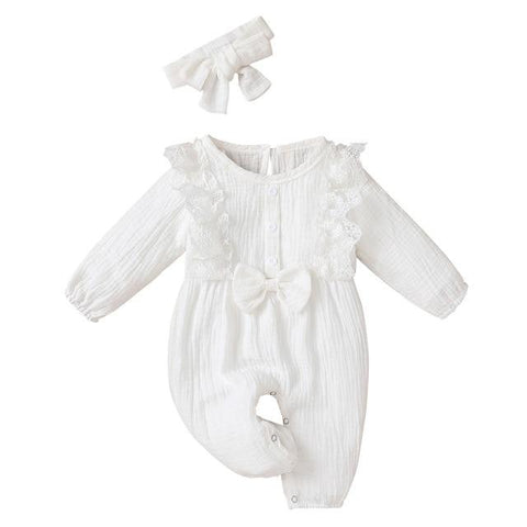 Little Bumper Baby Clothes White / 18M / United States Bow One Piece Jumpsuit Outfits