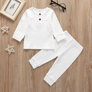 Little Bumper Baby Clothes White / 24M / United States Baby Long Sleeve Solid Tops & Pants Pajamas Set