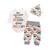 Little Bumper Baby Clothes White / 3-6 Months / United States Rainbow Print Long Sleeve Bodysuit Pant Hat Outfit Set