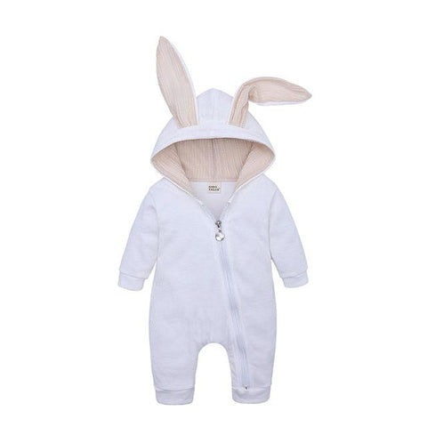 Image of Little Bumper Baby Clothes White / 3M Bunny Hoodie Baby Rompers