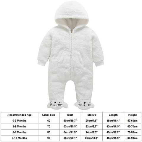 Image of Little Bumper Baby Clothes White / United States / 3M Cartoon Bear Flannel Footed Romper