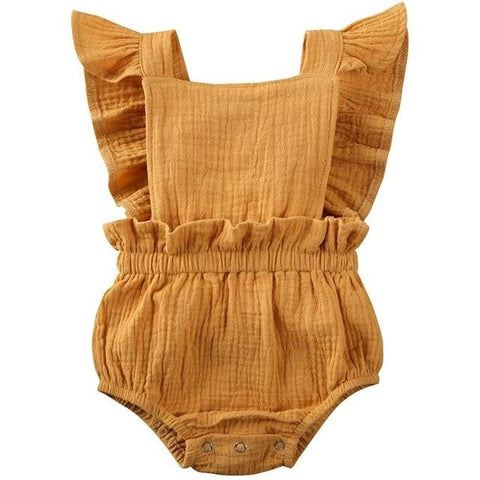 Image of Little Bumper Baby Clothes X / 6M / United States Ruffle Cotton Bow Romper