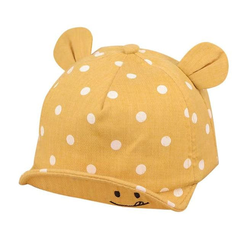 Image of Little Bumper Baby Clothes Yellow / United States Smiling Face Dotted Sun Hat for Babies
