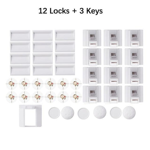 Image of Little Bumper Baby Safety 12 locks 3 keys / United States Magnetic Child Lock Baby Safety Cabinet Drawer