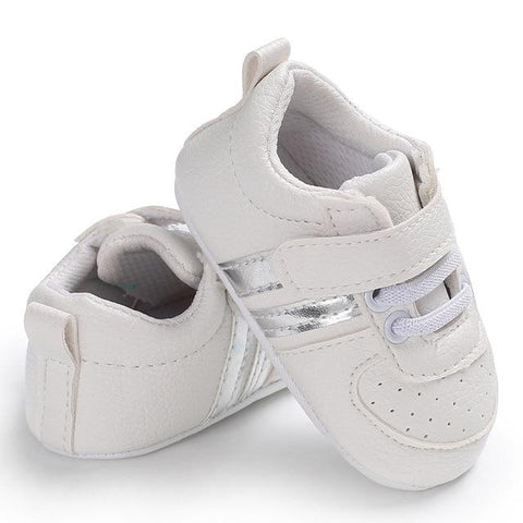 Image of Little Bumper Baby Shoes 10 / 7-12 Months Newborn Two Striped First Walkers Shoes