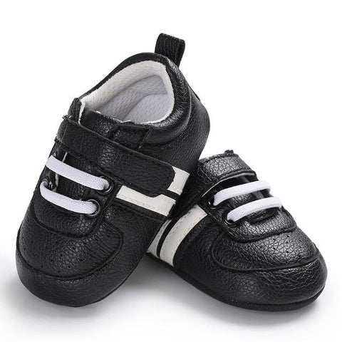 Image of Little Bumper Baby Shoes 12 / 13-18 Months Newborn Two Striped First Walkers Shoes