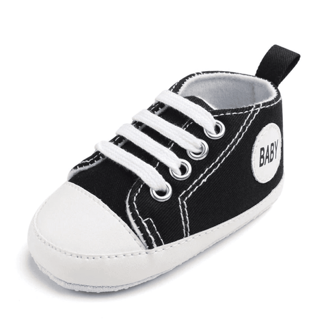 Image of Little Bumper Baby Shoes Baby B / 0-6 Months / United States Classic Canvas Unisex Baby Soft Sole Sneakers
