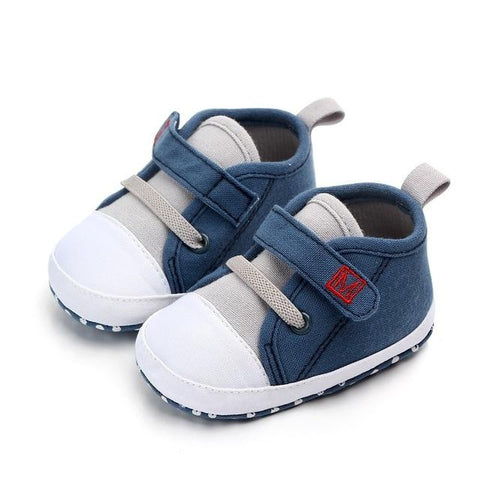 Image of Little Bumper Baby Shoes Blue / 3 / United States Canvas Letter First Walkers Soft  Shoes