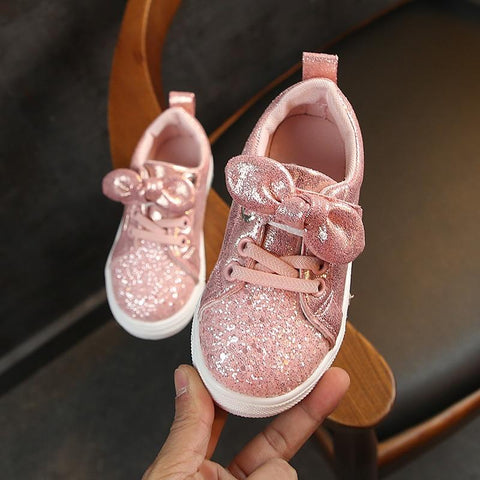 Image of Little Bumper Baby Shoes Bow-knot Glitter Leather Baby Shoes