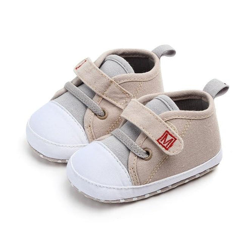 Image of Little Bumper Baby Shoes Khaki / 3 / United States Canvas Letter First Walkers Soft  Shoes