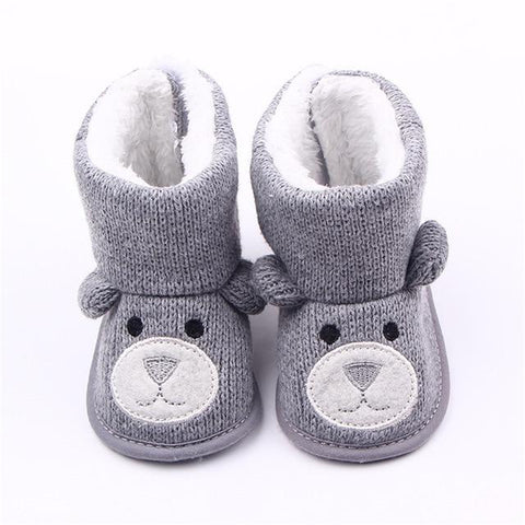 Image of Little Bumper Baby Shoes Model 1-Gray / 0-6 Months Boots Infant Toddler  Cartoon Bear Shoes