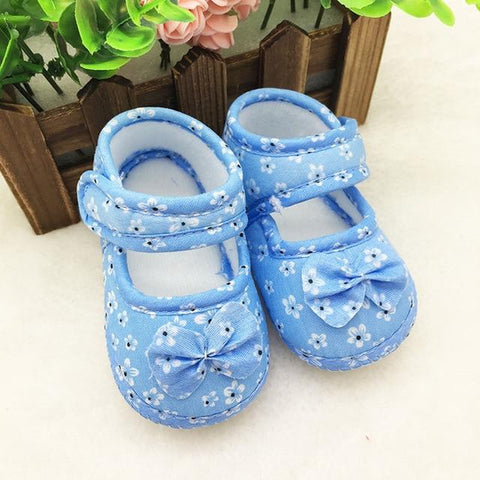 Image of Little Bumper Baby Shoes Sky Blue / 13 / United States Bowknot Printed Cloth Shoes