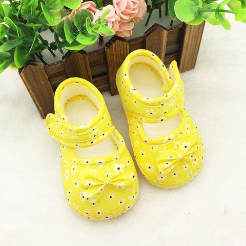 Image of Little Bumper Baby Shoes Yellow / 12 / United States Bowknot Printed Cloth Shoes