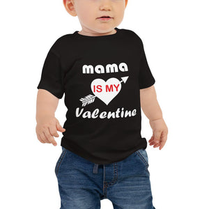 Little Bumper Black / 6-12m "Mama Is My Valentine" Short Sleeve Baby Tee